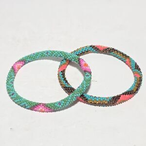 2 Sashka 8" Beaded Bracelets Handmade